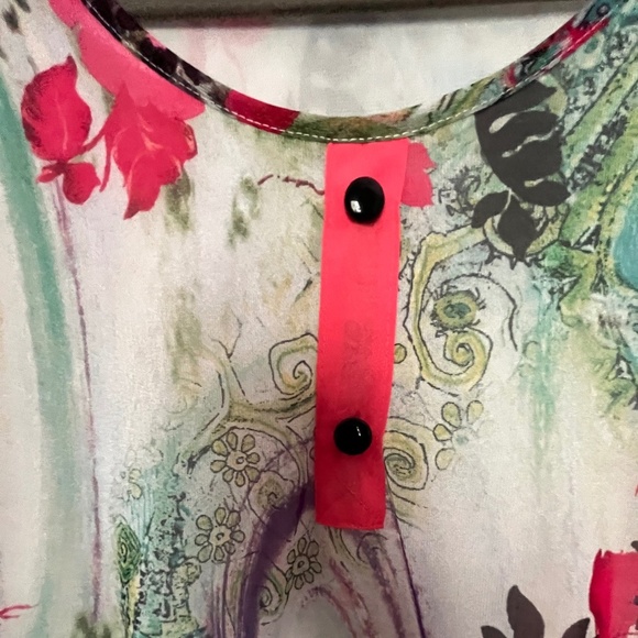 [10/M] Women’s Long Tunic floral long sleeve top, blouse, floral pink white - Picture 6 of 15